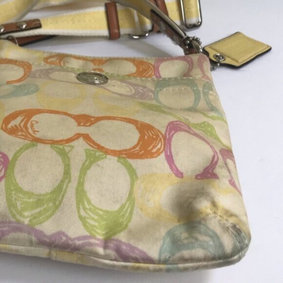 COACH Mini Signature SCRIBBLE CC Crossbody Bag Shoulder Lather Fabric Hobo Zip - Picture 11 of 13